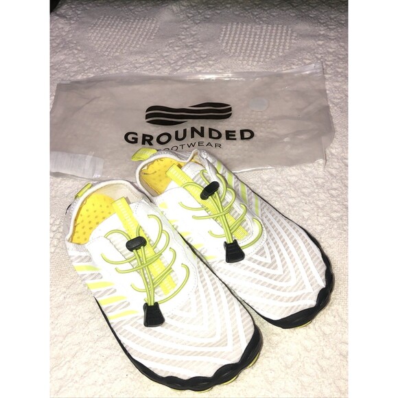 GROUNDED FOOTWEAR BAREFOOT SHOES WHITE NEON YELLOW WALK PAIN-FREE LIGHTWEIGHT - Picture 1 of 5